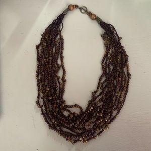 brown beaded knit necklace